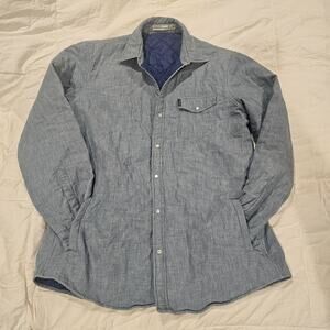 Criquet Quilted Shacket Shirt Jacket Mens XL Light Blue Pearl Snap Insulated USA